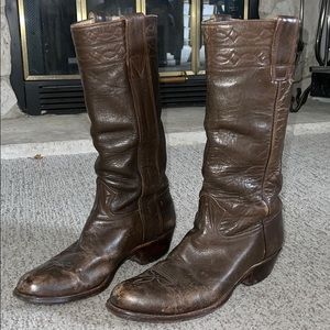 Vintage stewart cowboy boots stove top